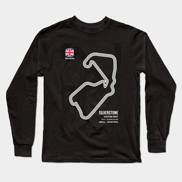 British Race Track (B&W) Long Sleeve T-Shirt by RaceCarsDriving